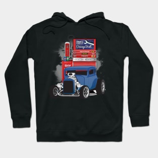 Blue 1932 Chevy 5 Window Coupe Hot Rod Garage Built Print Hoodie